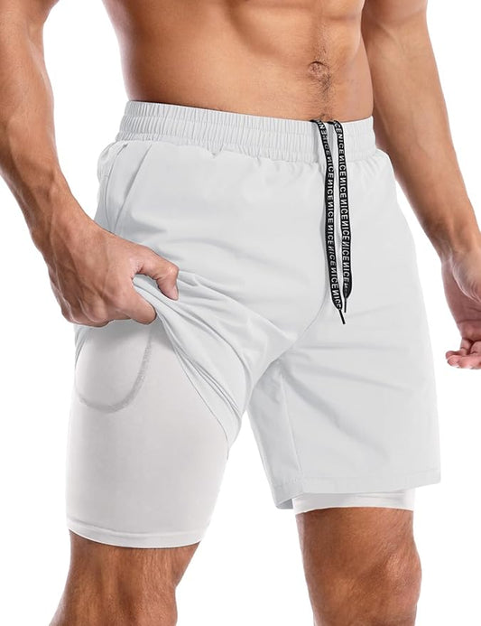 Aolesy Men's 5''/7'' Running Shorts Quick Dry Workout Gym Shorts with Pockets, Tennis Training Athletic（Linerless & Liner）