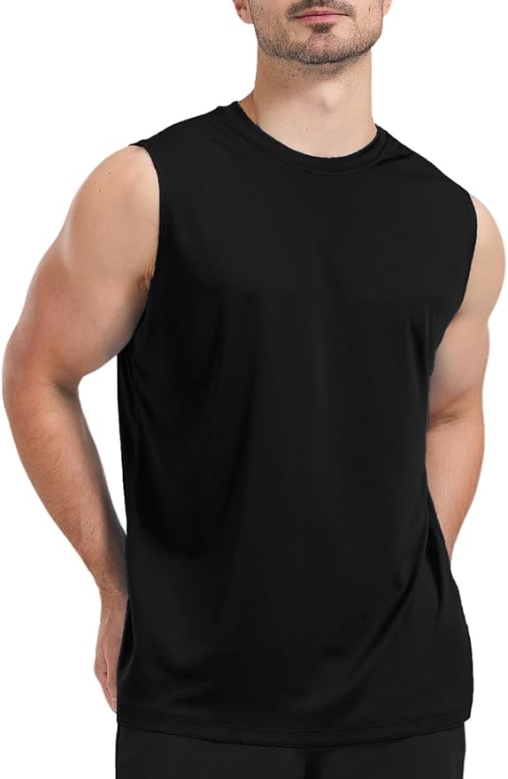 Men's Sleeveless UPF 50+ Swim Shirts Quick Dry Workout Tank Top UV Protection Running Gym Muscle T Shirts