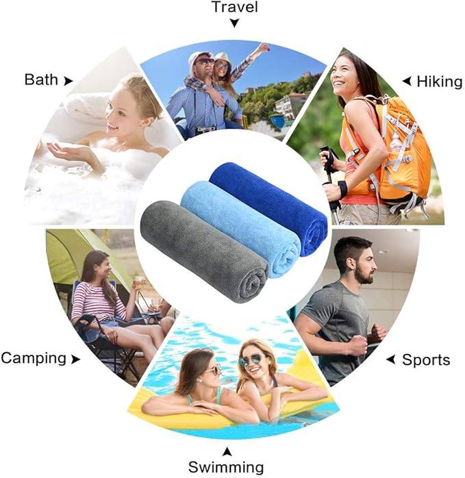 SINLAND Microfiber Gym Towels Sports Fitness Workout Sweat Towel Super Soft and Absorbent 3 Pack 16 Inch X 32 Inch