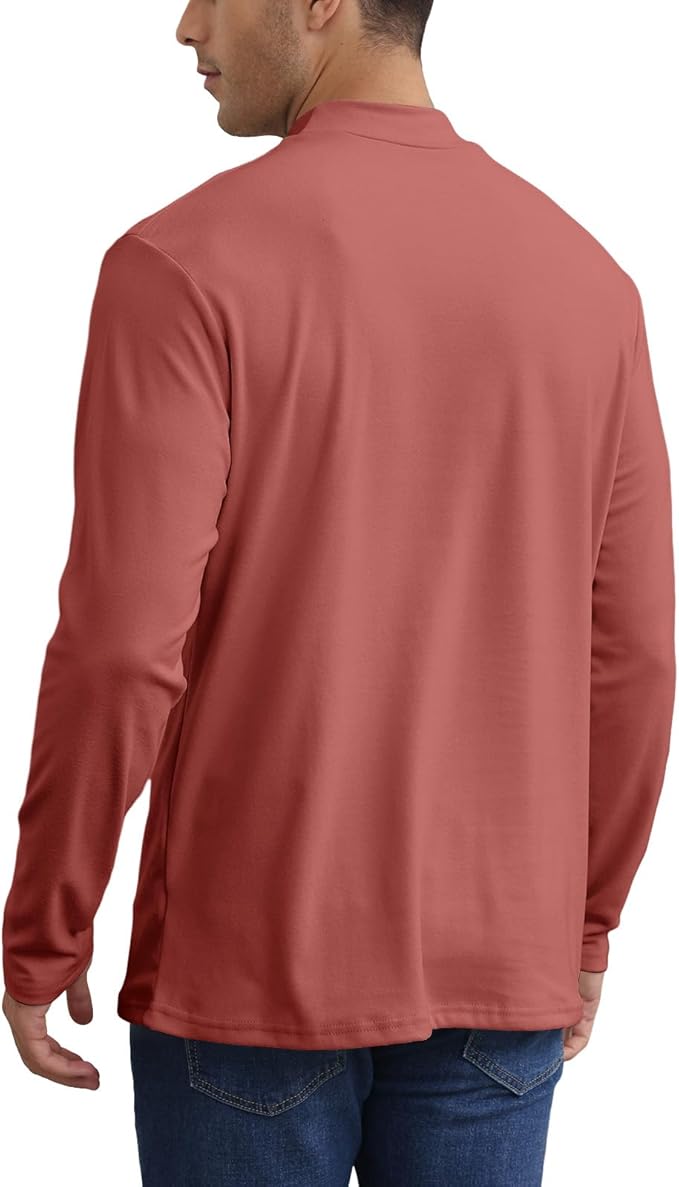 Mens Casual Mock Turtleneck T-Shirts Long Sleeve Thermal Stretchy Pullover Basic Lightweight Undershirt Sweater Tops