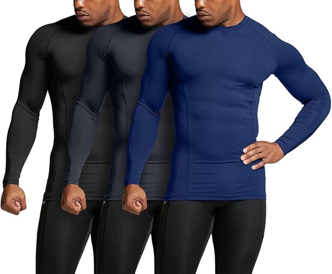 ATHLIO Men's UPF 50+ Long Sleeve Compression Shirts, Water Sports Rash Guard Base Layer, Athletic Workout Shirt