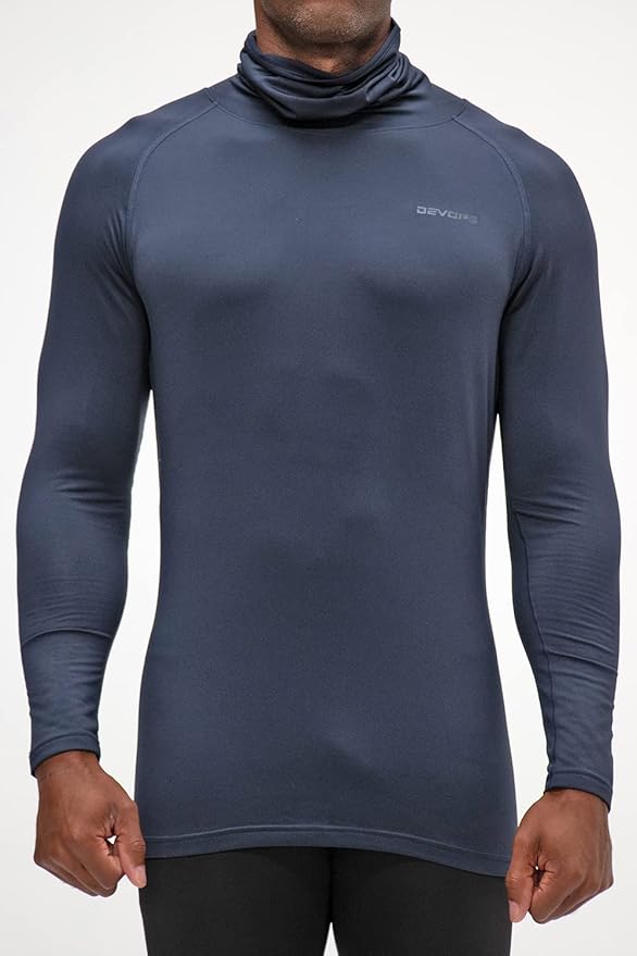 DEVOPS 2 Pack Men's Thermal Turtle Mock Neck Shirts, Compression Long Sleeve Tops and Hoodies