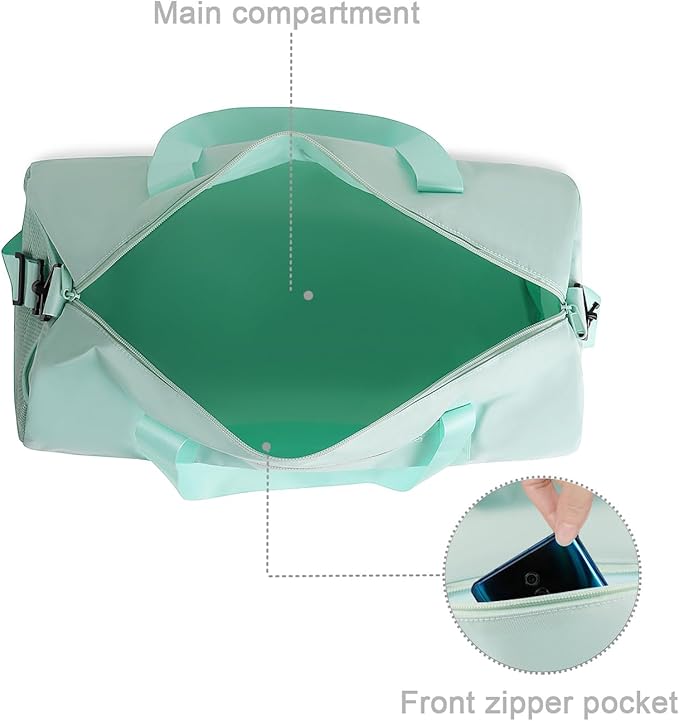 Small Gym Bag Duffel Bag for Women Men Fitness Sports Bag Workout Adjustable Detachable Shoulder Strap Lightweight Carry on Travel Duffle Bag (Green, 15" / Mini / 12L)