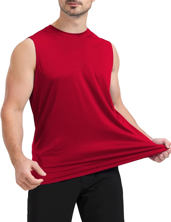 Men's Sleeveless UPF 50+ Swim Shirts Quick Dry Workout Tank Top UV Protection Running Gym Muscle T Shirts