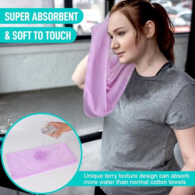 SINLAND Microfiber Gym Towels Sports Fitness Workout Sweat Towel Super Soft and Absorbent 3 Pack 16 Inch X 32 Inch