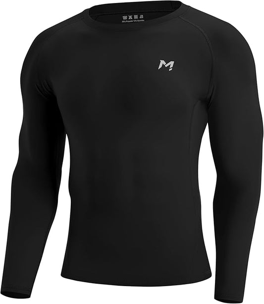Mens Compression Shirt Long Sleeve Quick Dry Athletic Workout Gym T-Shirt SPF Running Top Sport Undershirt Base Layer