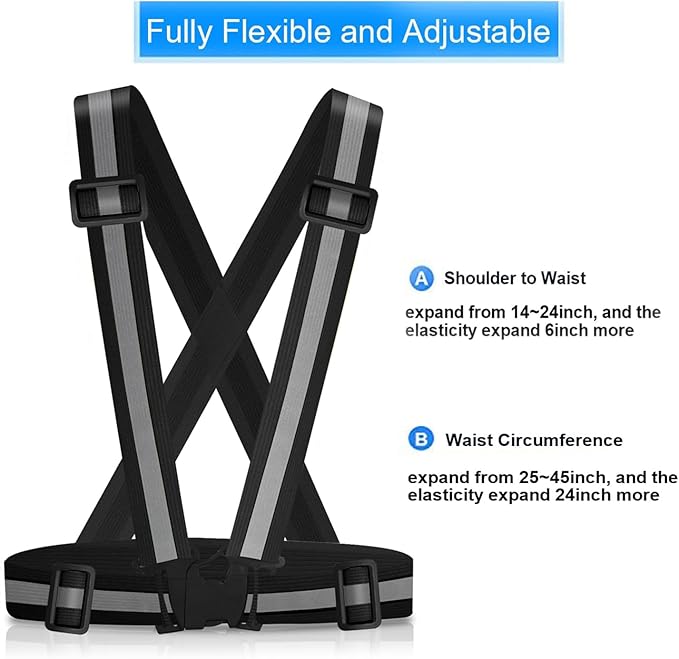 Reflective Vest Running Gear, 2Pack High Visible Safety VES for Cycling Jogging Running Walking, Adjustable for Men Women Kids