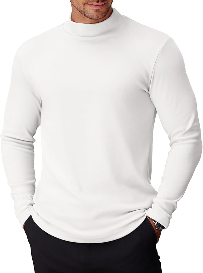 COOFANDY Mens Mock Turtleneck Long Sleeve Shirts Basic Thermal Turtle Neck Undershirt Lightweight Pullover Sweaters Top