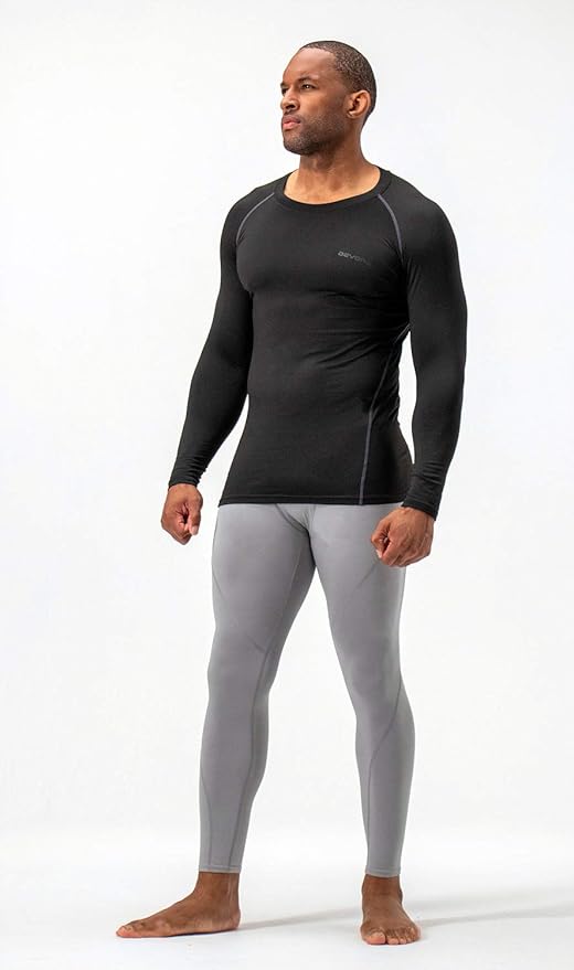 DEVOPS 2 Pack Men's Thermal Long Sleeve Compression Shirts