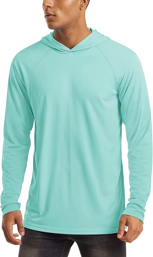 MAGCOMSEN Men's Hooded UPF 50+ Sun Protection T Shirts Long Sleeve Athletic Fishing Shirts Rash Guards