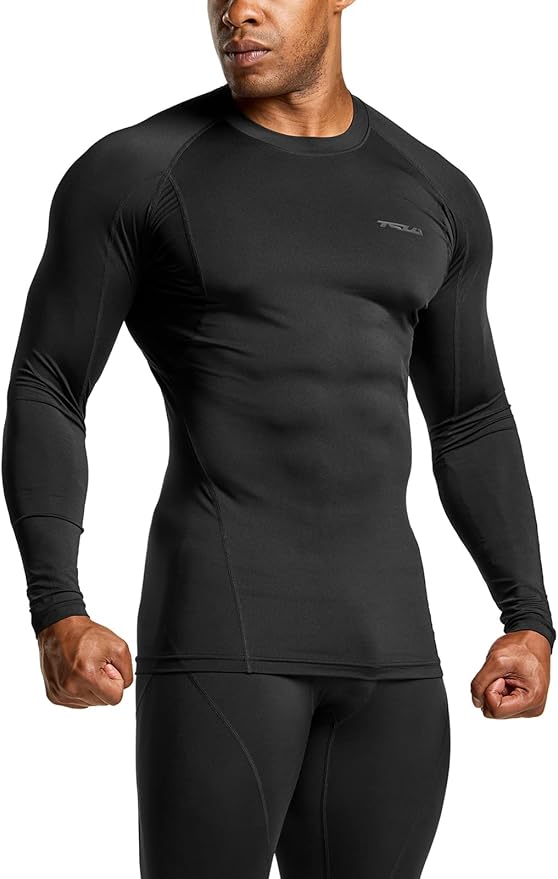 TSLA Men's UPF 50+ Compression Shirts, Cool Dry Long Sleeve Athletic Tops, Sports Baselayer Workout Shirt