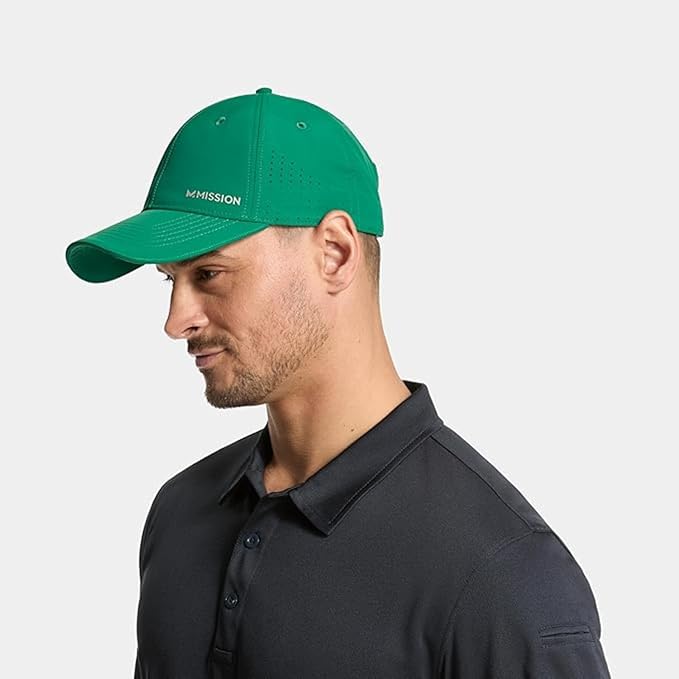 MISSION Cooling Vented Performance Hat Unisex One Size Cap for Workouts, Golf & Running, Sweat & Water Activated Technology