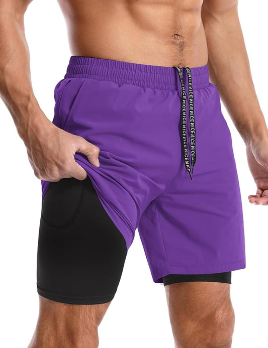 Aolesy Men's 5''/7'' Running Shorts Quick Dry Workout Gym Shorts with Pockets, Tennis Training Athletic（Linerless & Liner）