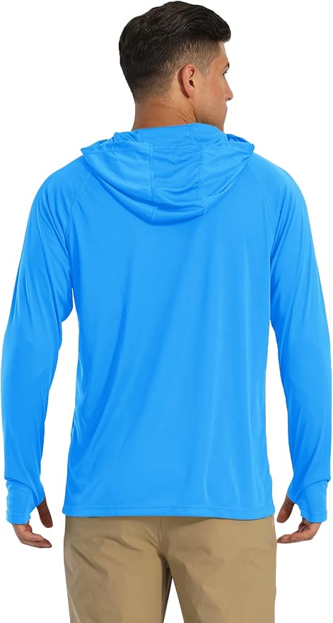 MAGCOMSEN Men's Hooded UPF 50+ Sun Protection T Shirts Long Sleeve Athletic Fishing Shirts Rash Guards