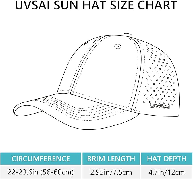 UPF 50+ Performance Water Resistant Baseball Cap Lightweight Breathable Hat Golf Running Boat Hiking for Men Women