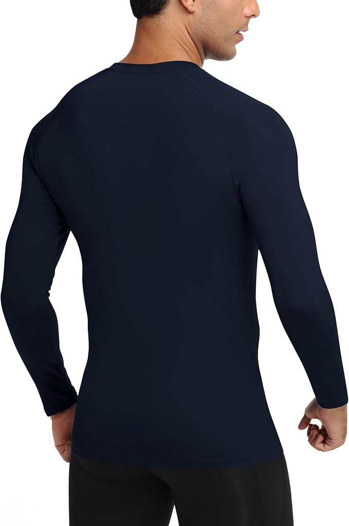 Mens Compression Shirt Long Sleeve Quick Dry Athletic Workout Gym T-Shirt SPF Running Top Sport Undershirt Base Layer