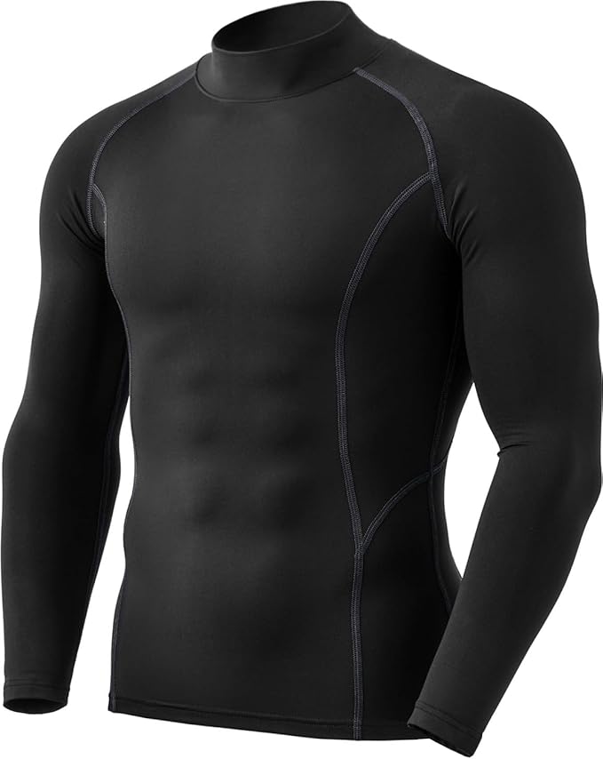 TSLA Men's Thermal Long Sleeve Compression Shirts, Mock/Turtleneck Winter Sports Running Base Layer Top