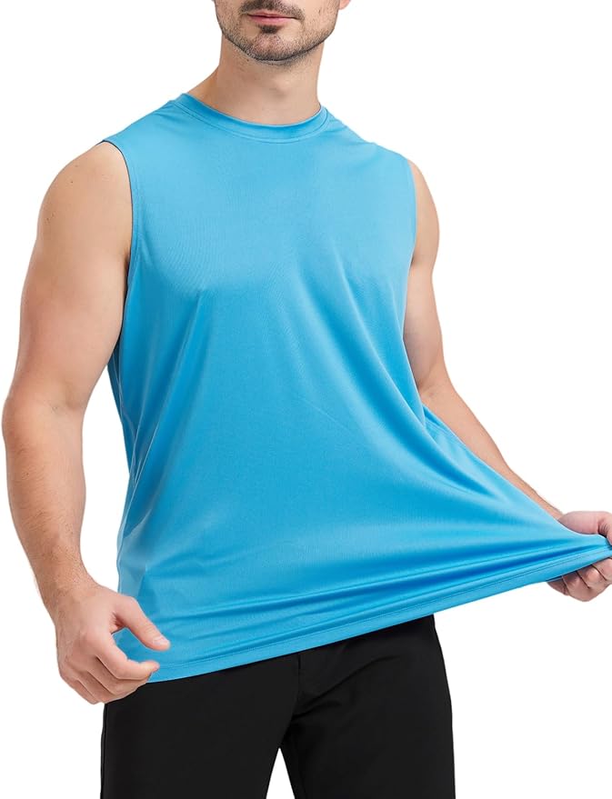 Men's Sleeveless UPF 50+ Swim Shirts Quick Dry Workout Tank Top UV Protection Running Gym Muscle T Shirts