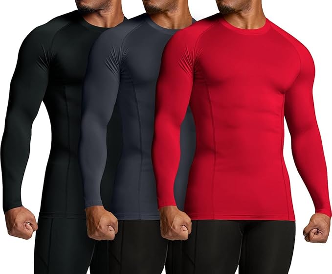 ATHLIO Men's UPF 50+ Long Sleeve Compression Shirts, Water Sports Rash Guard Base Layer, Athletic Workout Shirt