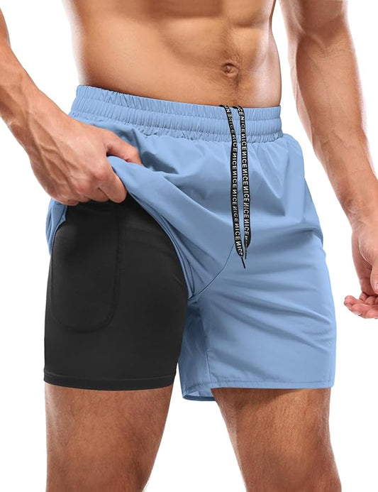 Aolesy Men's 5''/7'' Running Shorts Quick Dry Workout Gym Shorts with Pockets, Tennis Training Athletic（Linerless & Liner）