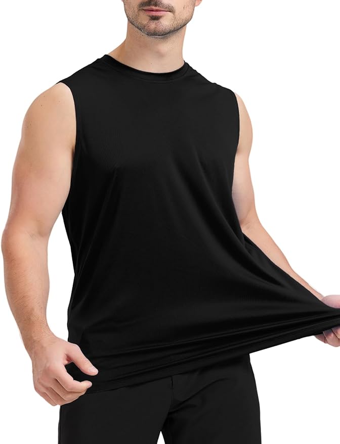 Men's Sleeveless UPF 50+ Swim Shirts Quick Dry Workout Tank Top UV Protection Running Gym Muscle T Shirts