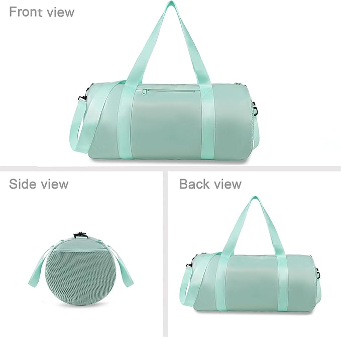 Small Gym Bag Duffel Bag for Women Men Fitness Sports Bag Workout Adjustable Detachable Shoulder Strap Lightweight Carry on Travel Duffle Bag (Green, 19" / Medium / 24L)