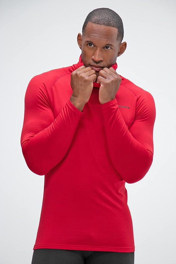 DEVOPS 2 Pack Men's Thermal Turtle Mock Neck Shirts, Compression Long Sleeve Tops and Hoodies