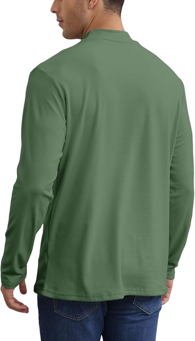 Mens Casual Mock Turtleneck T-Shirts Long Sleeve Thermal Stretchy Pullover Basic Lightweight Undershirt Sweater Tops