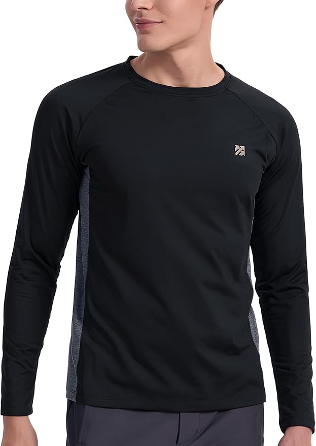 Mens Long Sleeve Turtleneck Workout Shirts Moisture Wicking Mock Neck Double Sides Brushed T-Shirts