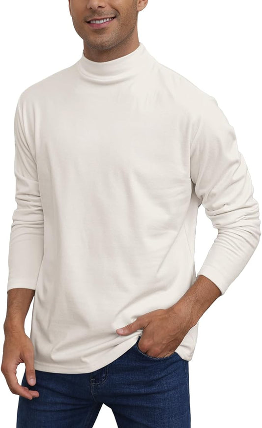 Mens Casual Mock Turtleneck T-Shirts Long Sleeve Thermal Stretchy Pullover Basic Lightweight Undershirt Sweater Tops