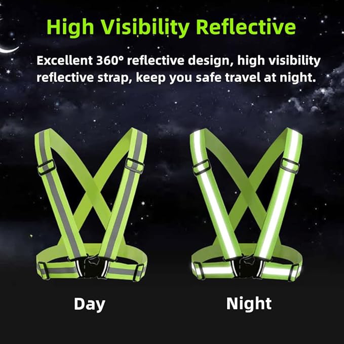 Reflective Running Vest 2-10 Pack, High Visibility Reflective Gear Night Cycling Safety Vest Strap for Men Women Kids