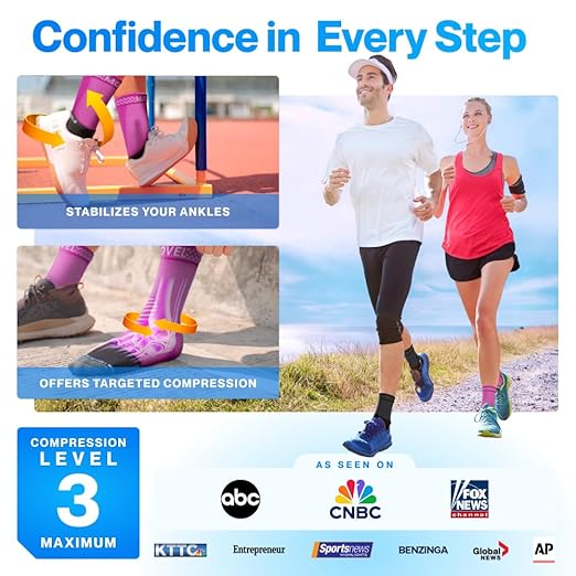 Modvel Foot & Ankle Brace Socks for Sprained Ankle Compression Sleeve - Plantar Fasciitis Relief Brace, Foot Support for pain Women & Men - Tendonitis & Arthritis Feet Sleeve, Stabilizing Ankles Wrap