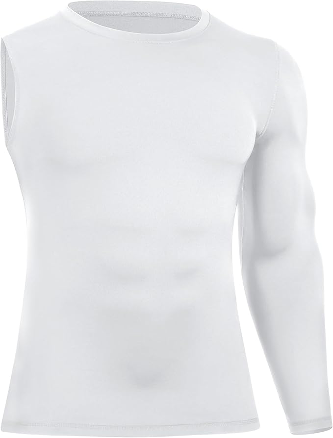 Runhit Men's Basketball One Arm Compression Shirts Long Sleeve 1/2 Single Arm Athletic Undershirt Workout Base Layer Top