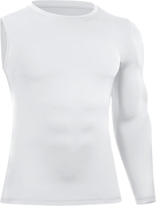 Runhit Men's Basketball One Arm Compression Shirts Long Sleeve 1/2 Single Arm Athletic Undershirt Workout Base Layer Top