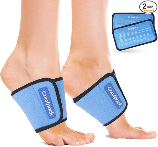 Cold Therapy Wrap with 2 Packs & 2 Sleeves for Pain Relief, Reusable Gel Ice Packs for Foot Plantar, Wrist, Ankle, for Sprains, Muscle Pain, Bruises, Injuries, Blue
