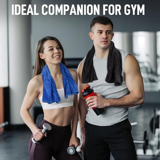 SINLAND Microfiber Gym Towels Sports Fitness Workout Sweat Towel Super Soft and Absorbent 3 Pack 16 Inch X 32 Inch