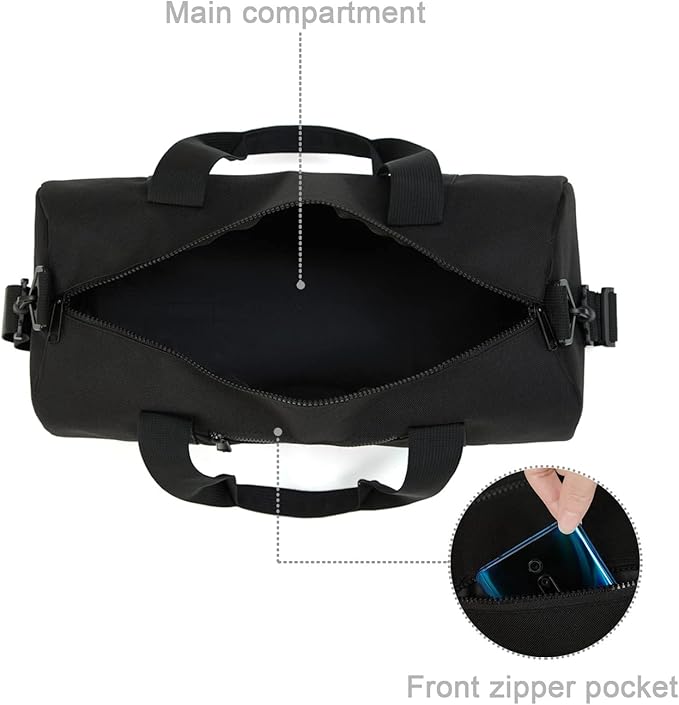 Small Gym Bag Duffel Bag for Women Men Fitness Sports Bag Workout Adjustable Detachable Shoulder Strap Lightweight Carry on Travel Duffle Bag (Black, 15" / Mini / 12L)