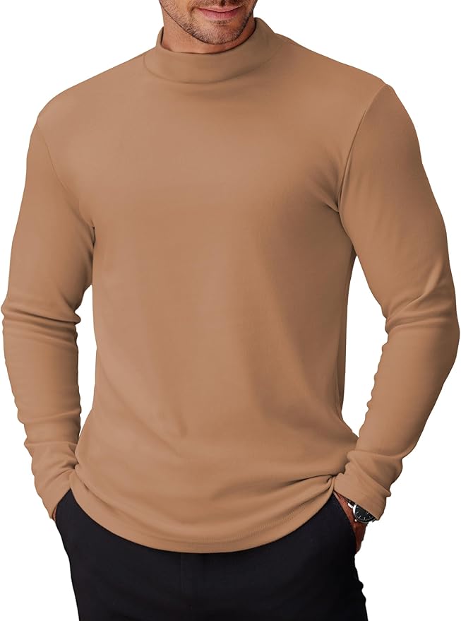 COOFANDY Mens Mock Turtleneck Long Sleeve Shirts Basic Thermal Turtle Neck Undershirt Lightweight Pullover Sweaters Top