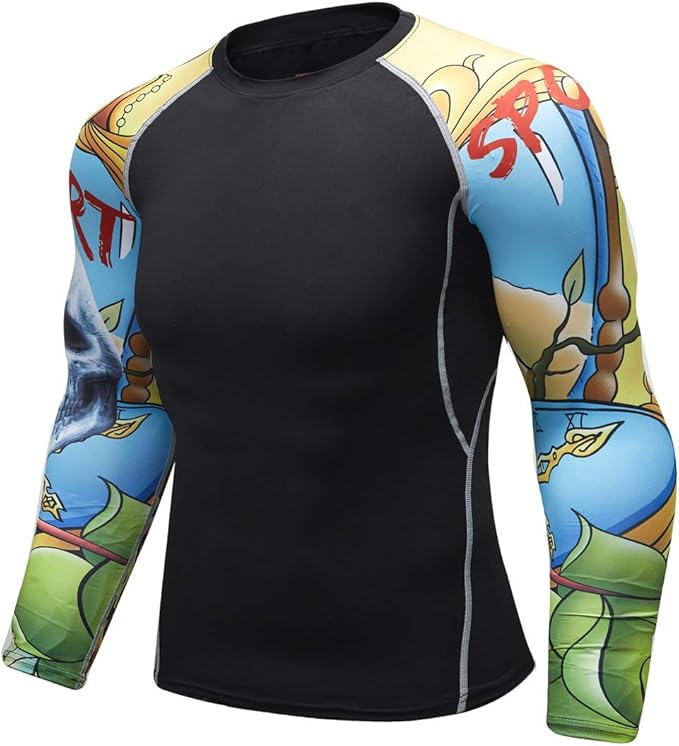 Men's Soft Fit Long Sleeve Workout Rashguard Cool Dry Compression Fitness Shirt