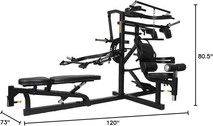 Powertec Fitness Workout Bench Multiystem for Chest, Arms, Legs, 120.1 x 73.3 x 80.5 Inches - Adjustable, Multi-User Weight Machines with Isolateral Arms - Premium at Home Gym Equipment