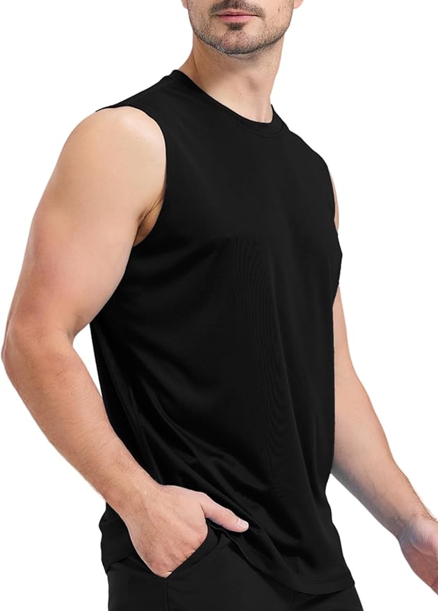 Men's Sleeveless UPF 50+ Swim Shirts Quick Dry Workout Tank Top UV Protection Running Gym Muscle T Shirts