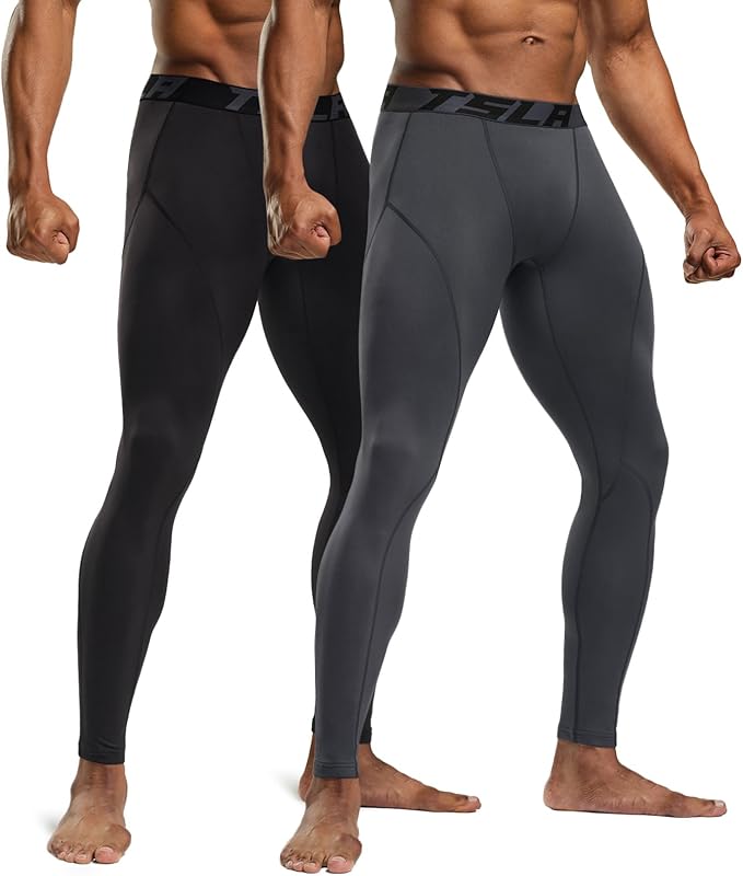 TSLA Men's Thermal Compression Pants, Athletic Sports Leggings & Running Tights, Wintergear Base Layer Bottoms
