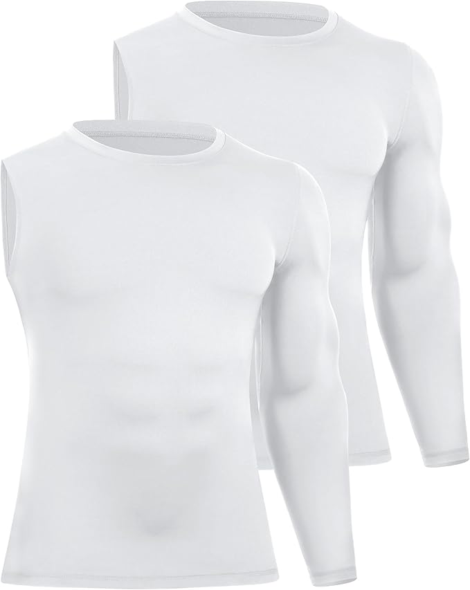 Runhit Men's Basketball One Arm Compression Shirts Long Sleeve 1/2 Single Arm Athletic Undershirt Workout Base Layer Top