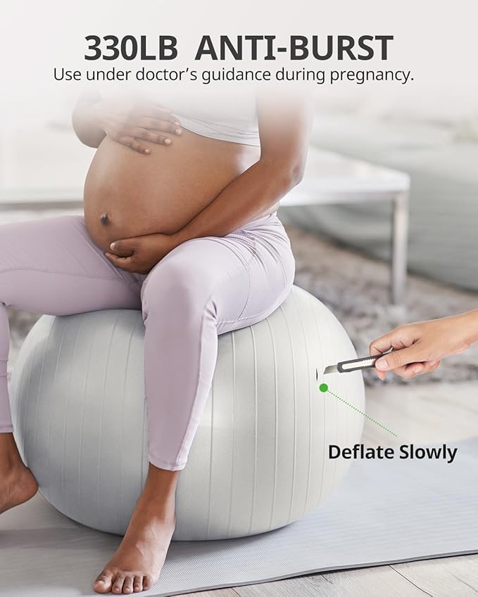 Trideer Extra Thick Yoga Ball Exercise Ball, 5 Sizes Gym Ball, Heavy Duty Ball Chair for Balance, Stability, Pregnancy, Quick Pump Included