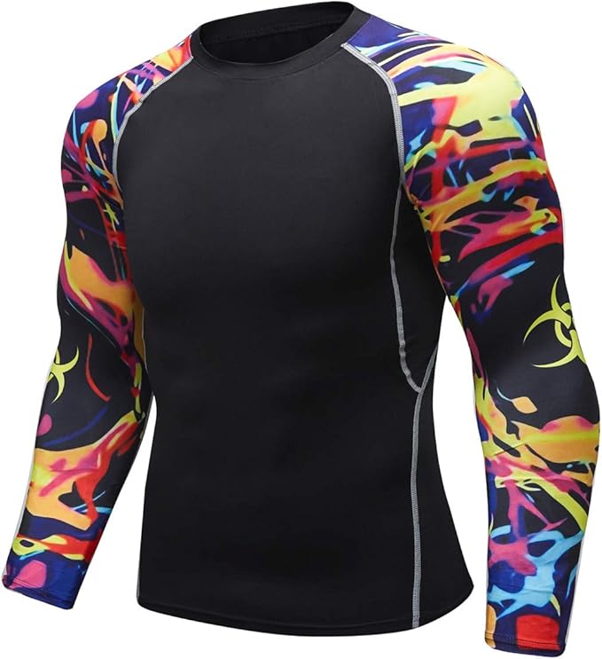 Men's Soft Fit Long Sleeve Workout Rashguard Cool Dry Compression Fitness Shirt
