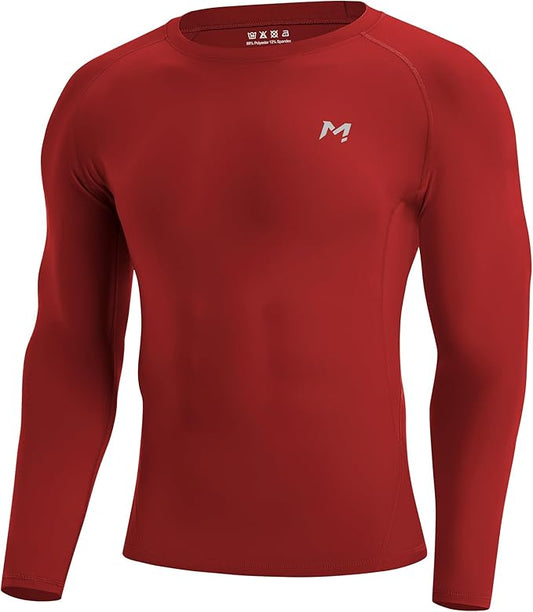 Mens Compression Shirt Long Sleeve Quick Dry Athletic Workout Gym T-Shirt SPF Running Top Sport Undershirt Base Layer