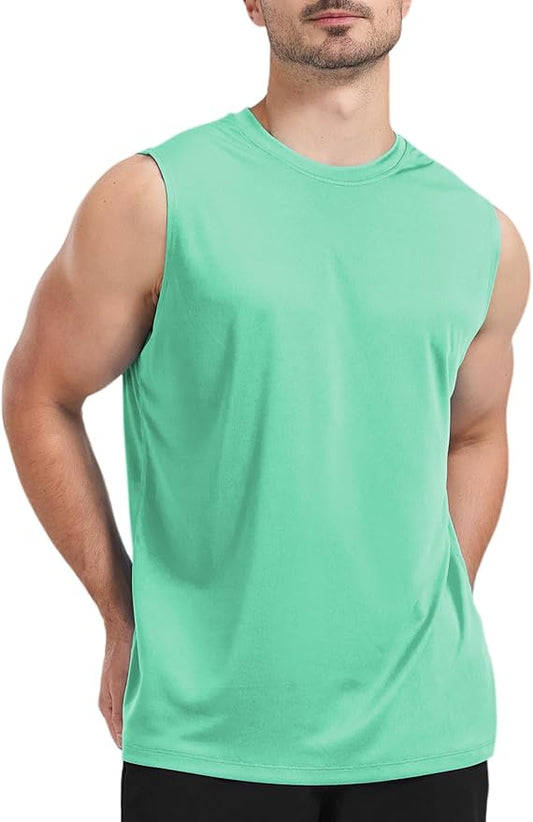 Men's Sleeveless UPF 50+ Swim Shirts Quick Dry Workout Tank Top UV Protection Running Gym Muscle T Shirts