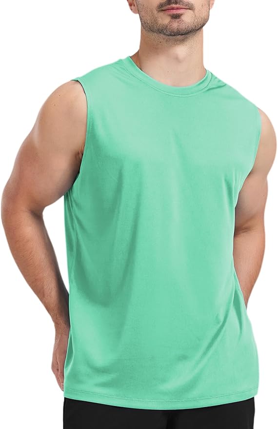 Men's Sleeveless UPF 50+ Swim Shirts Quick Dry Workout Tank Top UV Protection Running Gym Muscle T Shirts