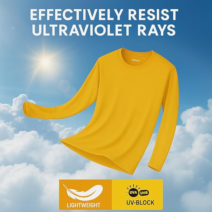 Men's Long Sleeve Moisture Wicking Athletic Shirts, Dry Fit Long Sleeve UV Protection Shirts Men for Workout, Running, Hiking