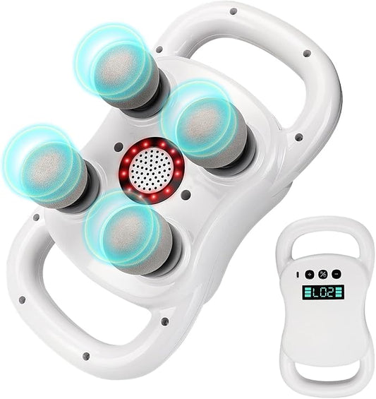 DEITY Massage Gun Deep Tissue, 4-Heads Handheld Electric Body Massager, Percussion Massager for Pain Relief in Back, Leg, Neck, Shoulder and Body, Relax Perfect Gifts for Man Women, White